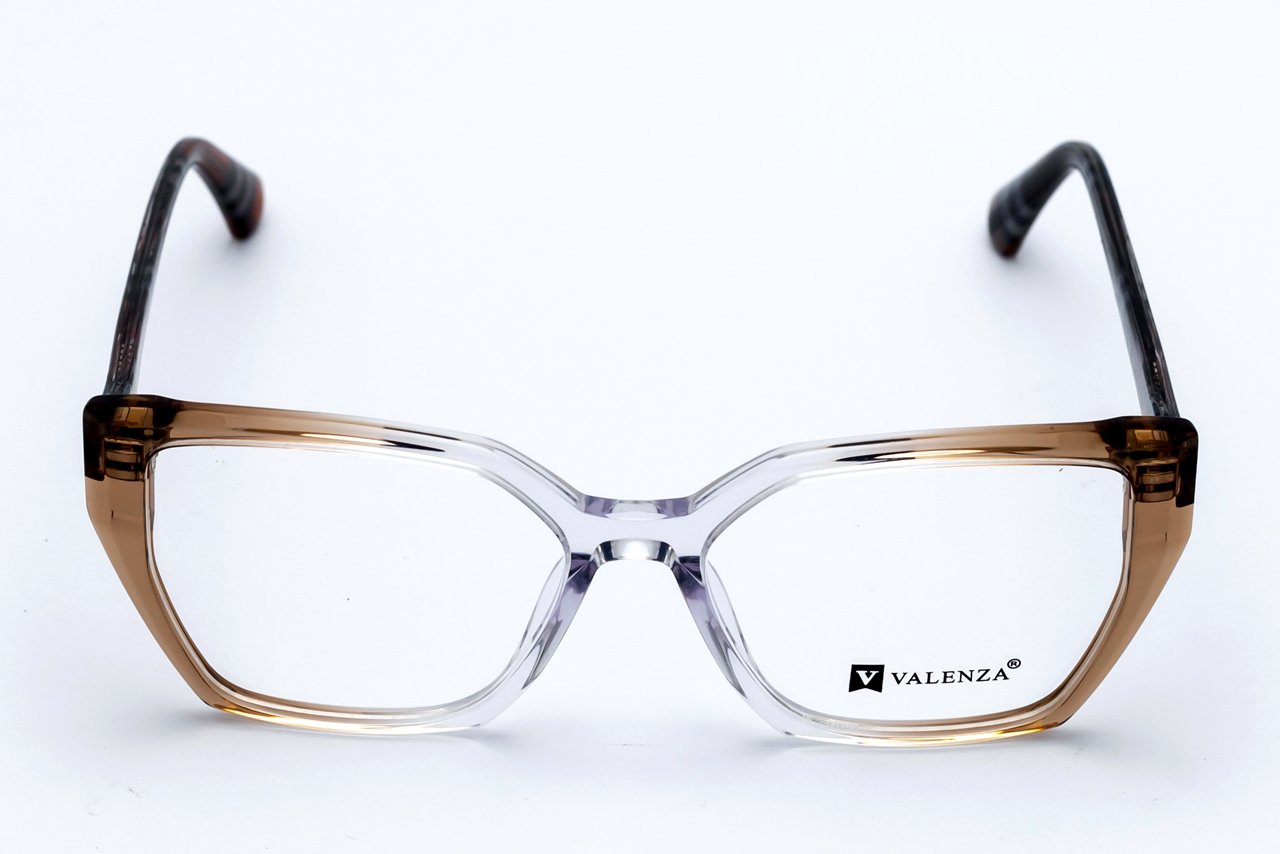 3V9A3304 VALENZA W56104 Transparent Taupe Acetate Women Eyeglasses - Medium Fit