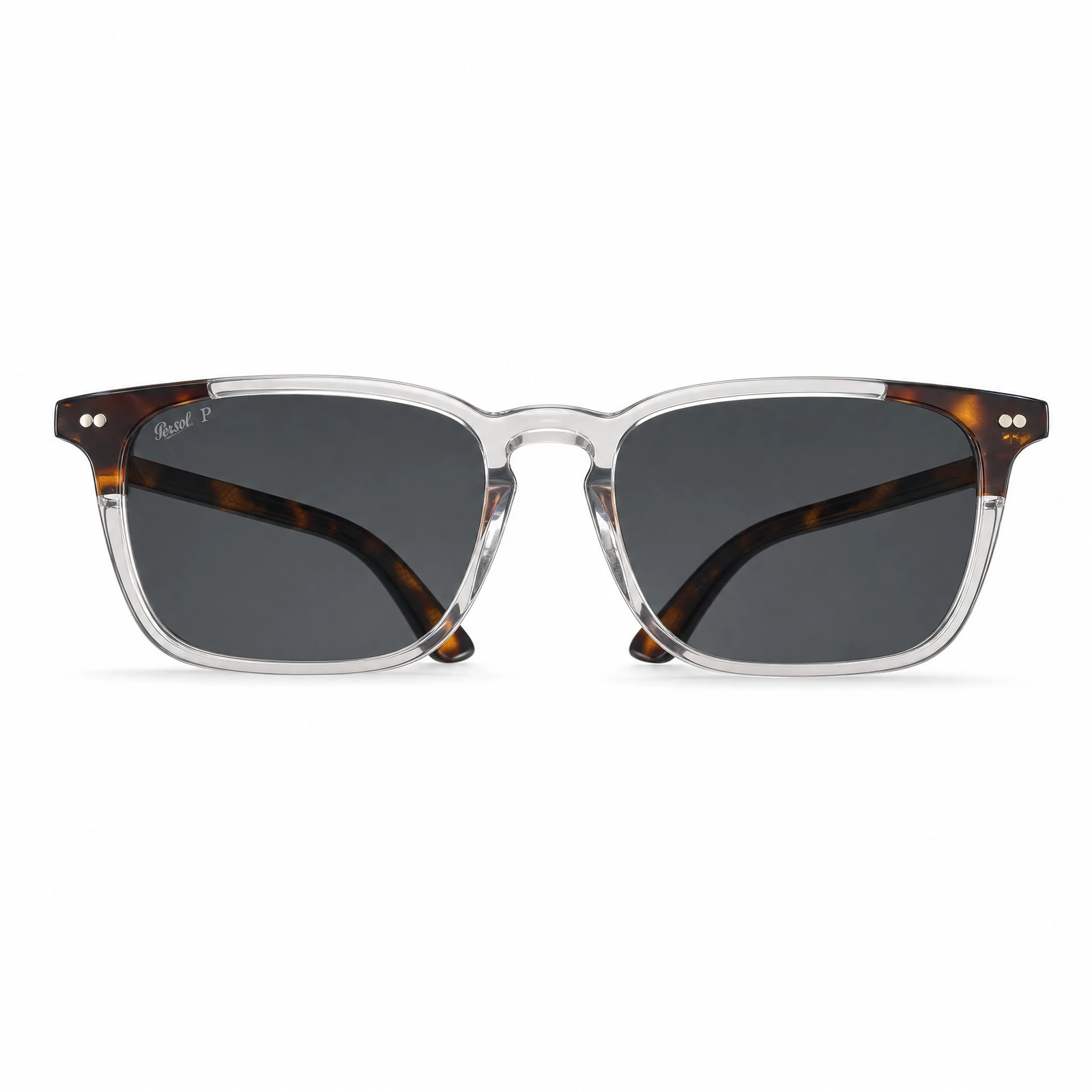 persol_transparent_brown_front PERSOL PO3030V Transparent Polarized Sunglasses - Men's Acetate Frame