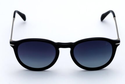 DAVID BECKHAM DB1032/S Black Polarized Sunglasses - Unisex Round Acetate