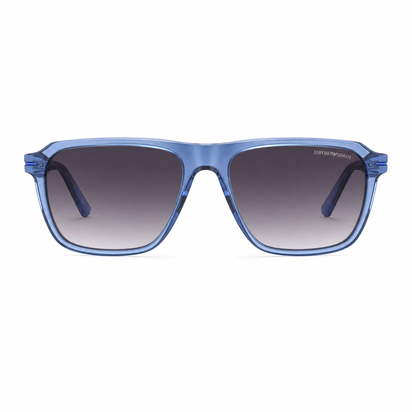 emporio_armani_blue_transparent_front Emporio Armani A Polarized Sunglasses - Transparent Blue Frame, Gray Gradient UV Lenses