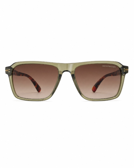 Emporio Armani A Polarized Sunglasses - Olive Transparent Frame, Tortoise Arms, Brown Gradient UV Lenses