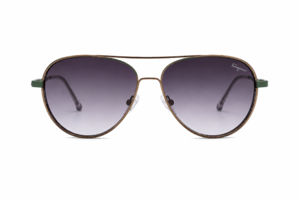 Salvatore Ferragamo SF2106 Aviator Sunglasses - Bronze Frame, Green Arms, Grey Gradient UV400 Lenses
